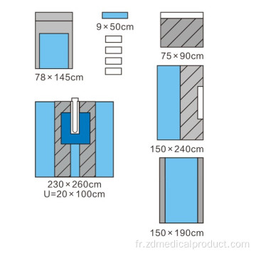 Ensemble de draps divisés pour rideaux chirurgicaux non tissés